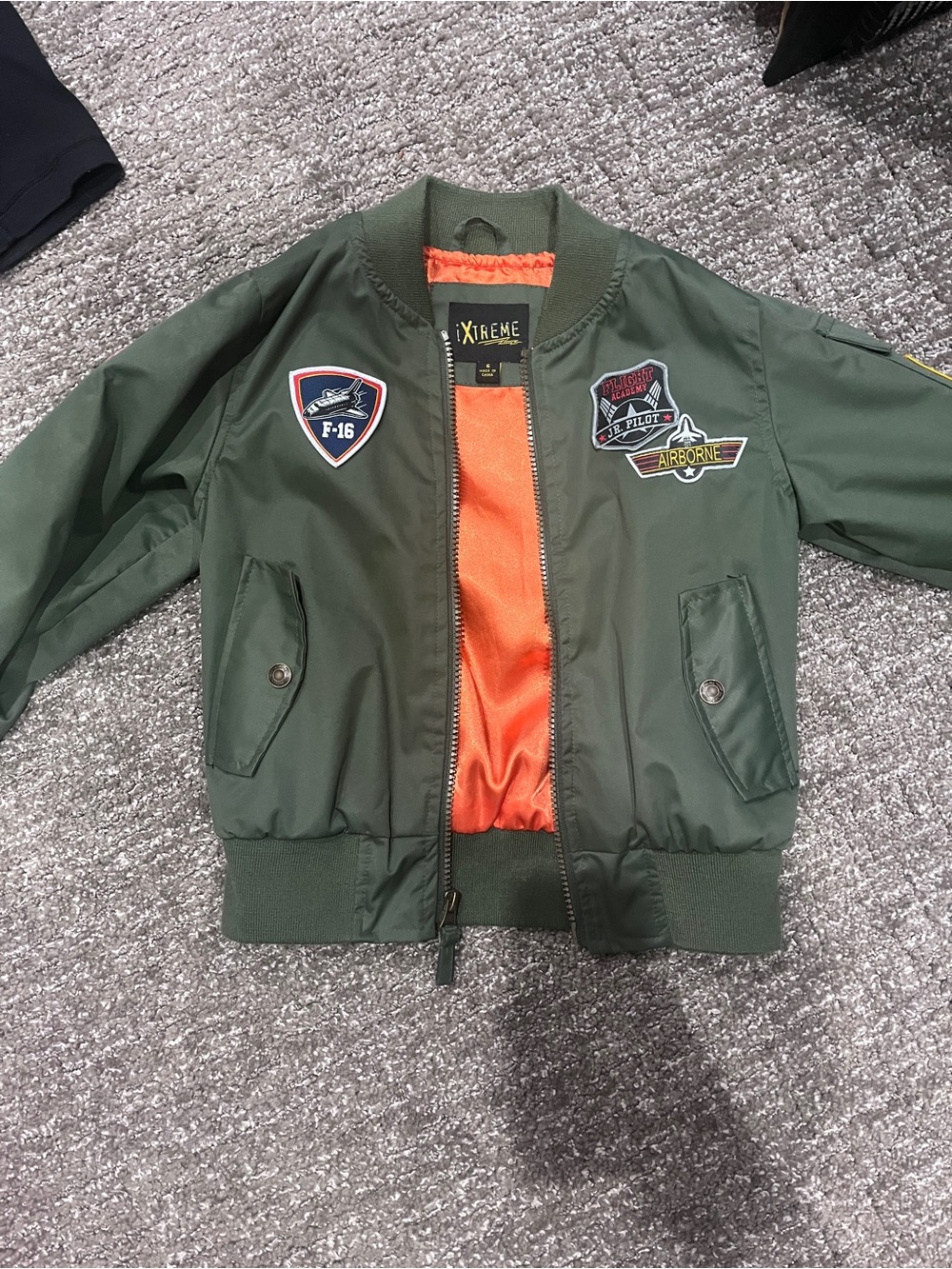Kids' Green Bomber Jacket with Orange Lining Top Gun Maverick